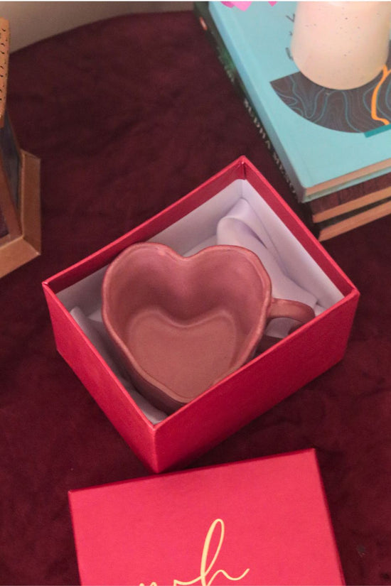 Handmade Dusty Pink Heart mug in a Gift Box
