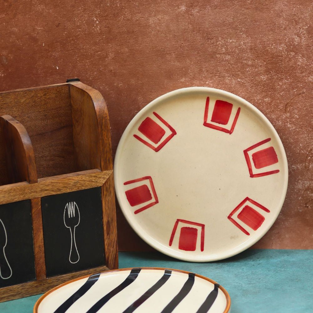 Handmade Set of 2 - Red Brick & Zebra Platter