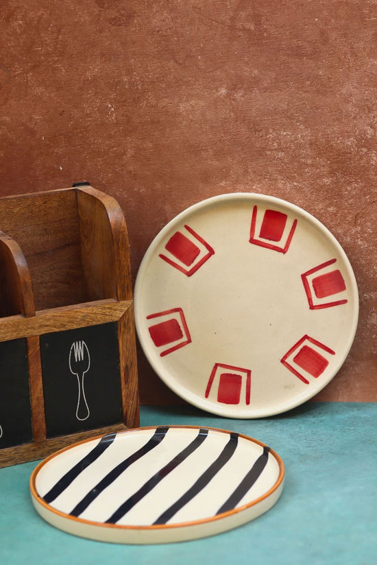 Handmade Set of 2 - Red Brick & Zebra Platter