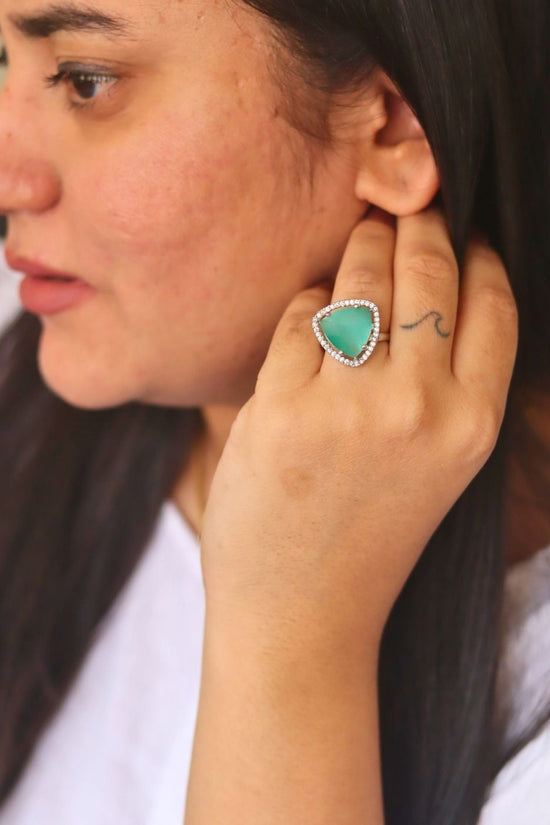 Anti tarnish Serene Sea Green Ring