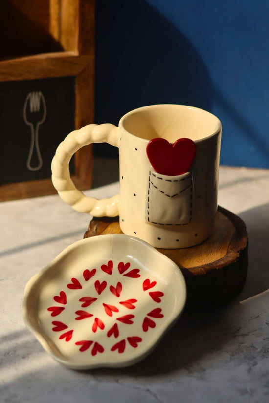 Love Letter Mug & All Heart Handmade Dessert Plate made by ceramic