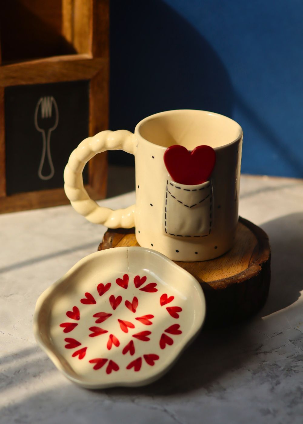 Love Letter Mug & All Heart Handmade Dessert Plate made by ceramic