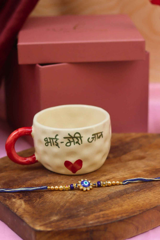 Bhai meri jaan Mug with evil eye Clushter rakhi Gift Box
