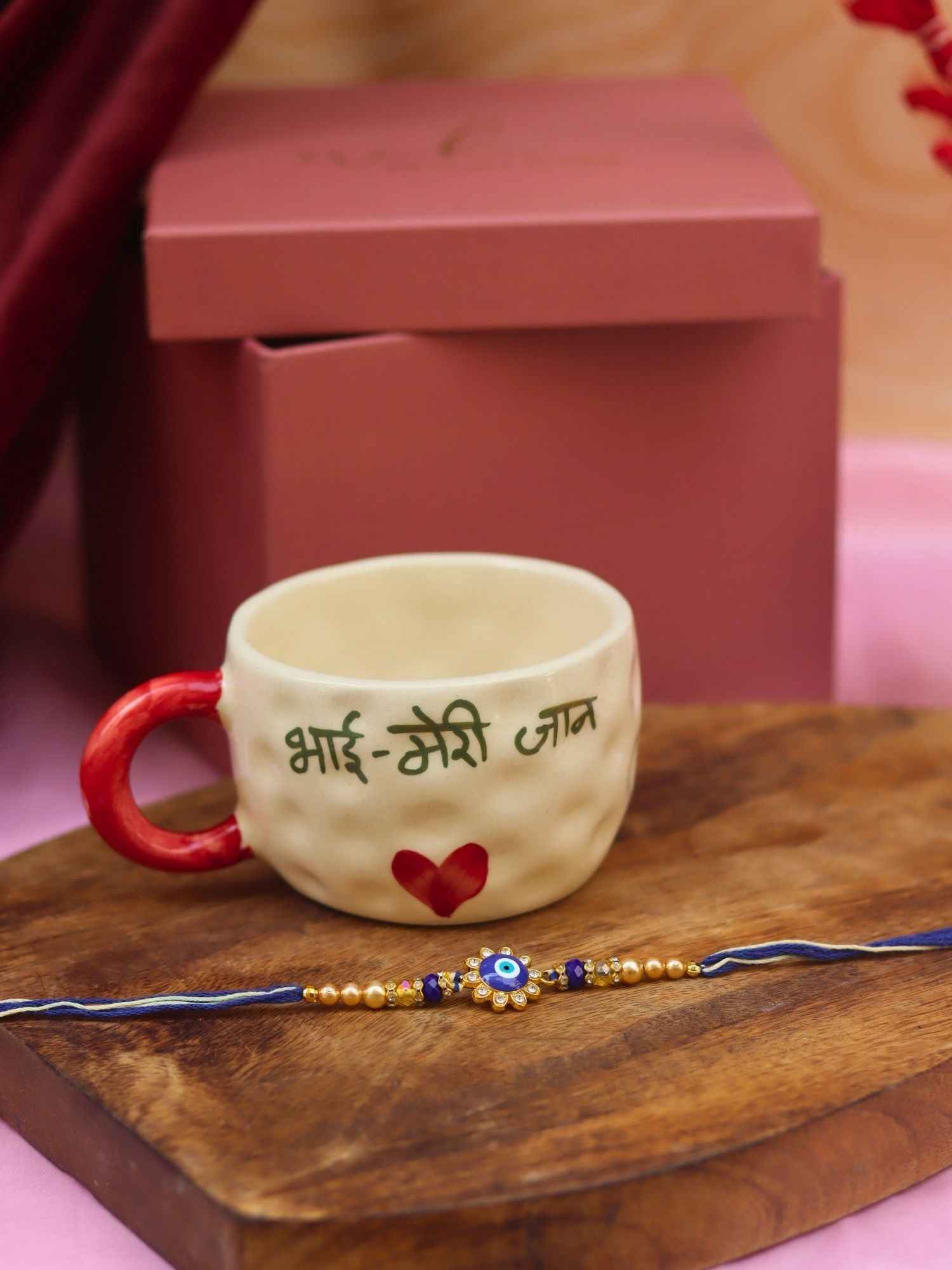 Bhai meri jaan Mug with evil eye Clushter rakhi Gift Box