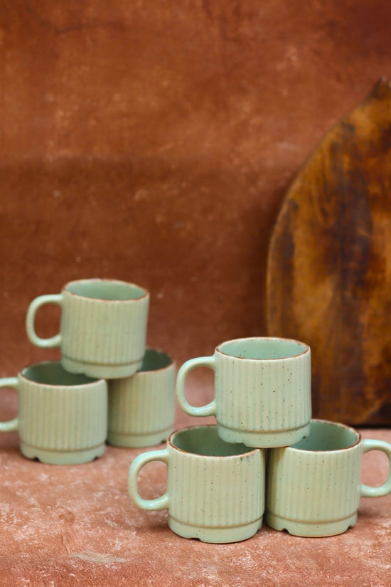 Mint Bliss Tea Cups - Set of 6 handmade in India