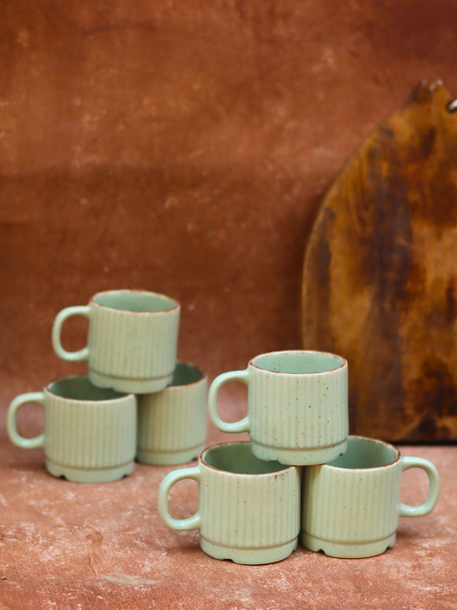 Mint Bliss Tea Cups - Set of 6 handmade in India