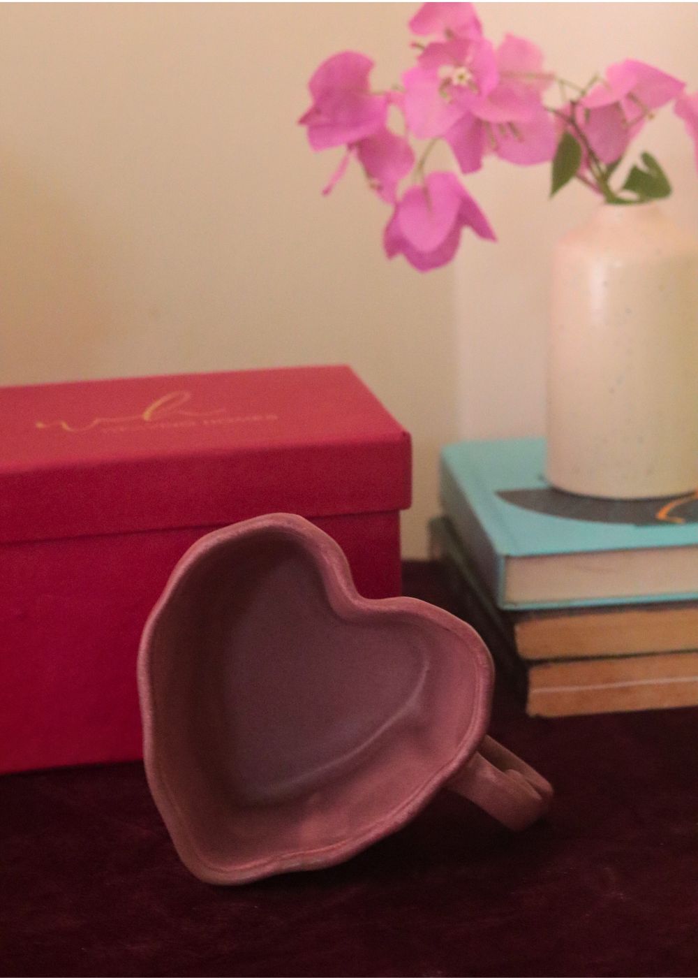 Dusty Pink Heart mug in a Gift Box made by ceramic