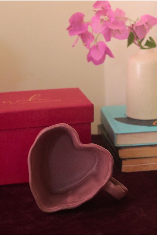 Dusty Pink Heart mug in a Gift Box made by ceramic