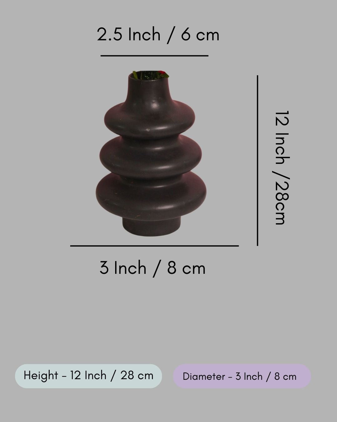 Black Moulded Vase - Large