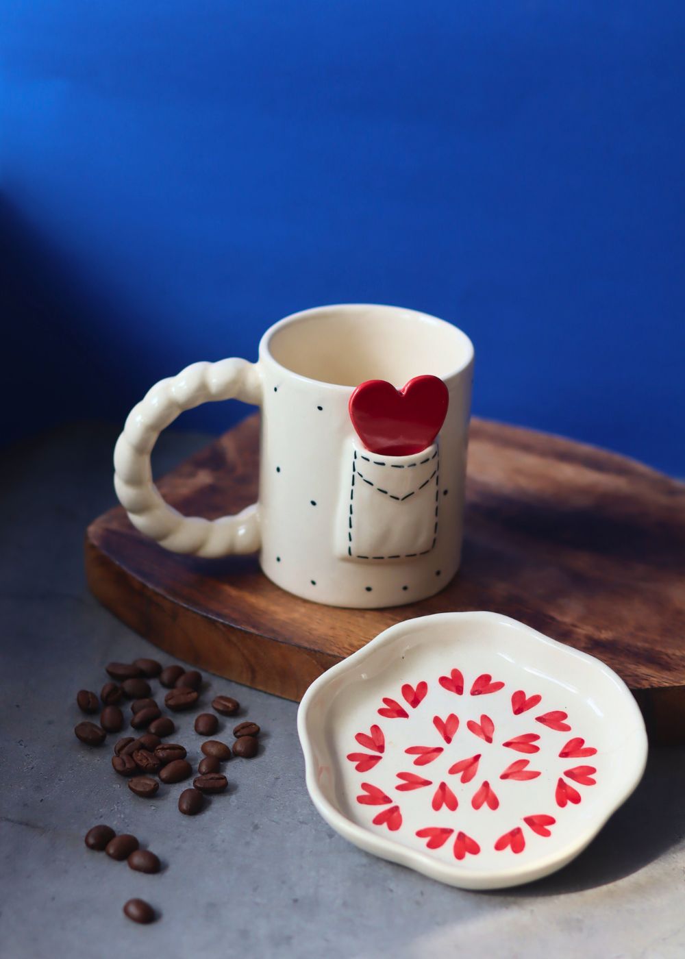 Love Letter Mug & All Heart Handmade Dessert Plate handmade in india