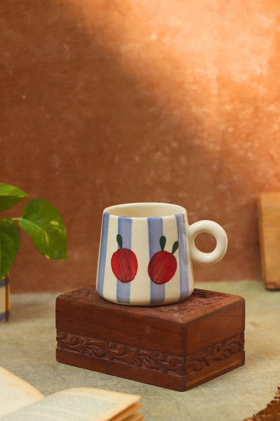 Striped Cherry Mug - Blue made by ceramic