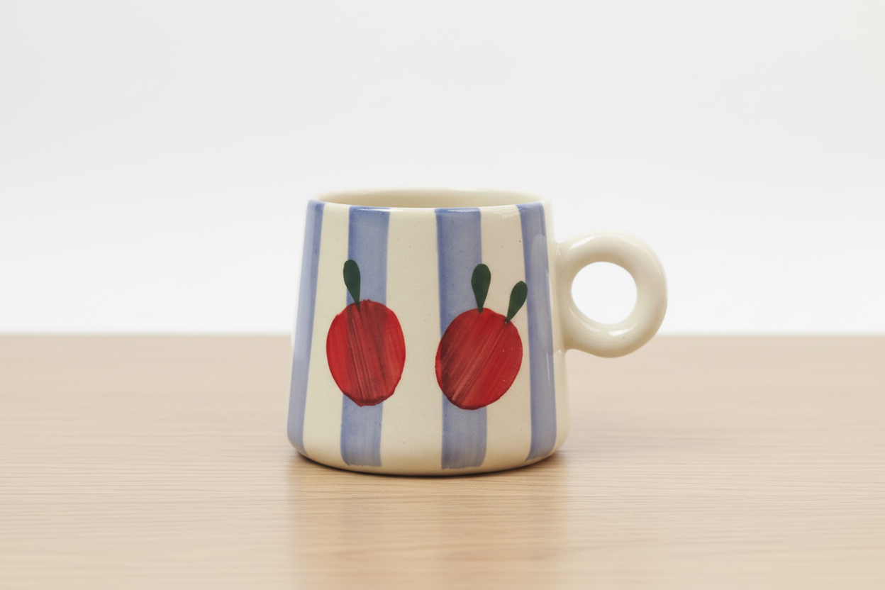 Striped Cherry Mug - Blue
