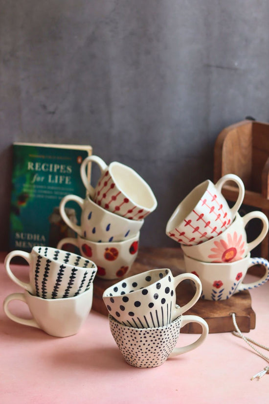 Set of 10 Morning Mingle Mugs (for the price of 7) handmade in India