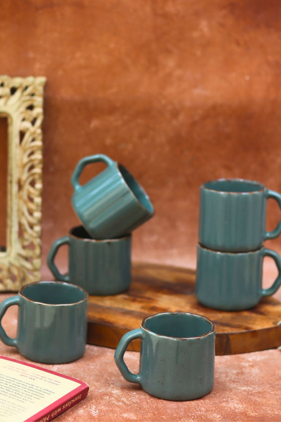 Handmade Deep Green forest Tea Cups - Set of 6