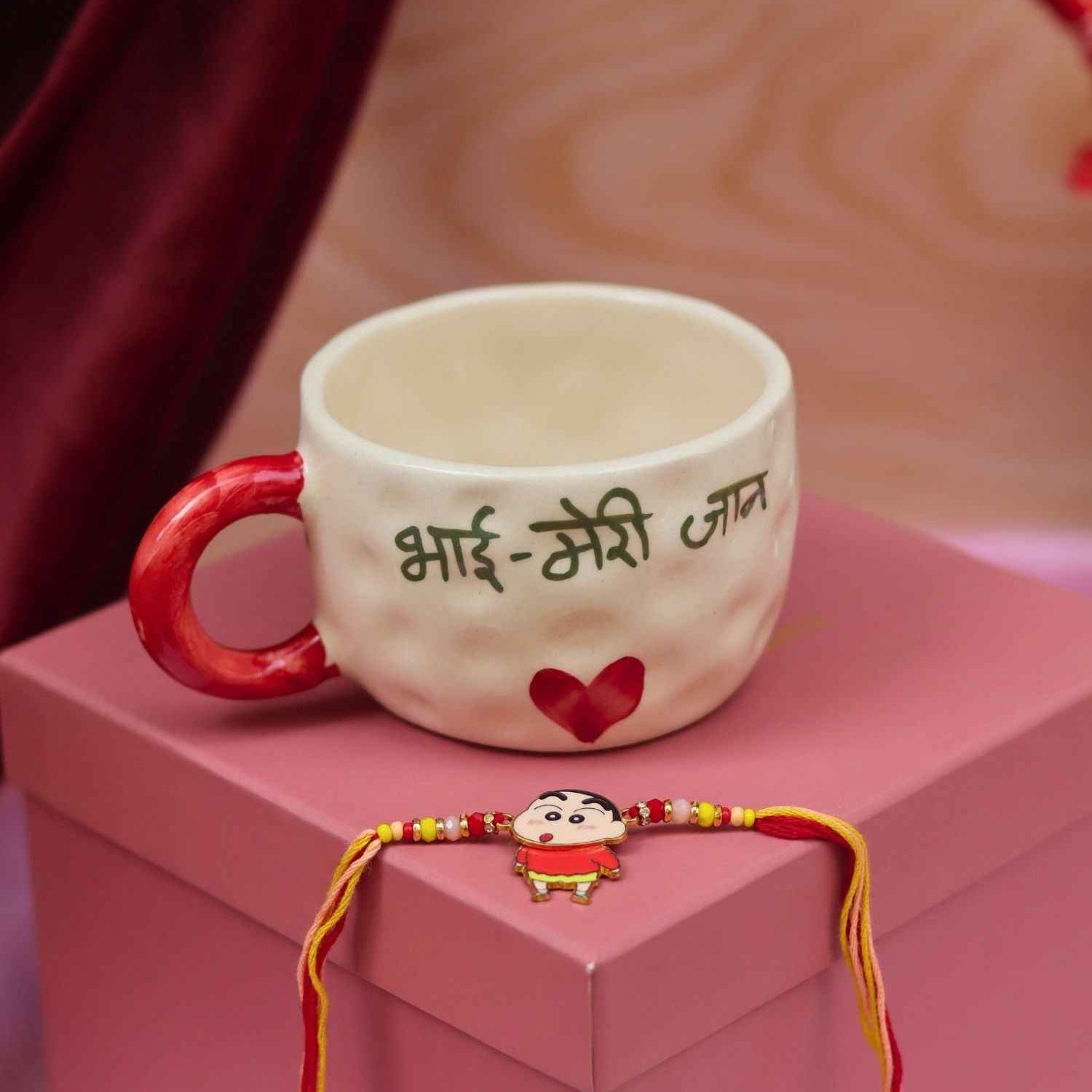 Bhai meri jaan Mug with Shin chan rakhi Gift Box