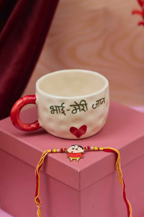 Bhai meri jaan Mug with Shin chan rakhi Gift Box