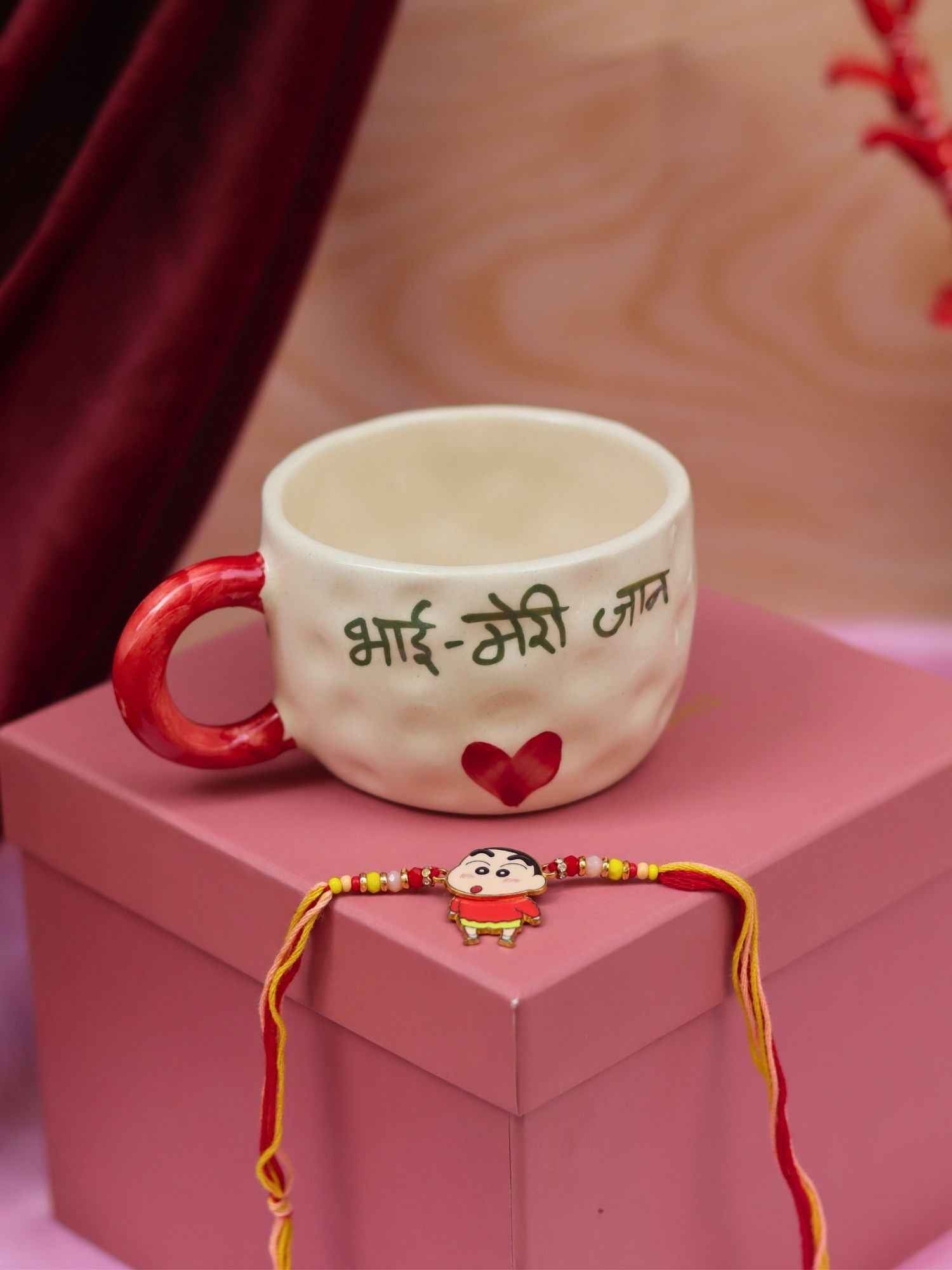 Bhai meri jaan Mug with Shin chan rakhi Gift Box