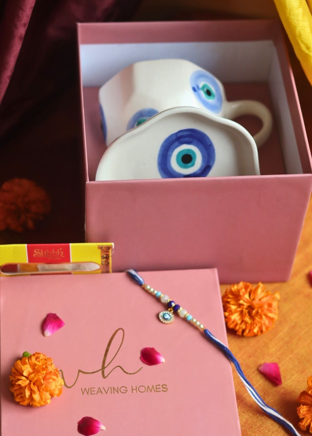 Evil Eye Mug & Evil Eye Dessert Plate Rakhi Gift Box with premium quality material