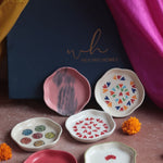 Set of 6 Handpainted Dessert Plates (for the price of 5) Diwali Gift Box handmade in india