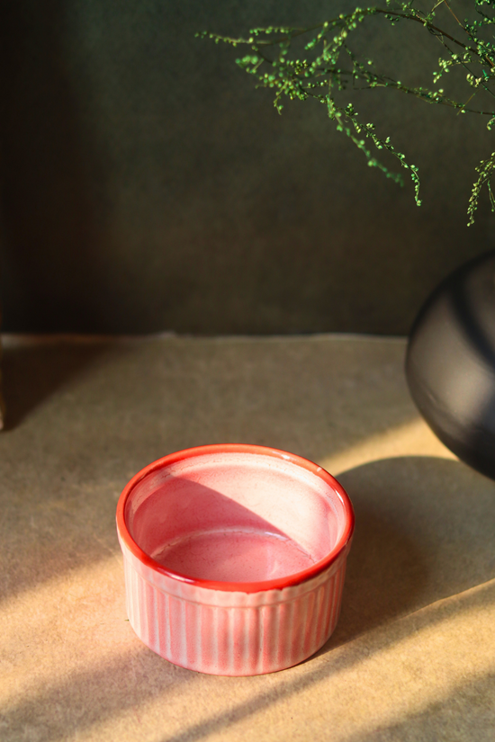 Two ceramic pink kitchenware ramekins