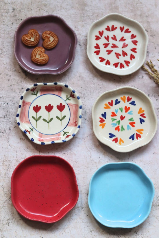 Set of 6 (colorful) handmade dessert plates (For the price of 5)