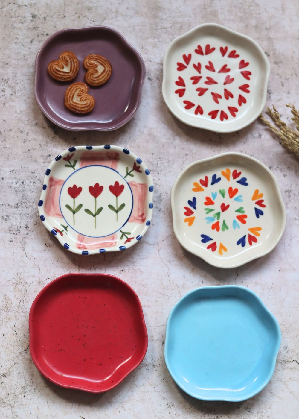 Set of 6 (colorful) handmade dessert plates (For the price of 5)