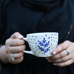 blue fall leaf mug handmade, ceramic 