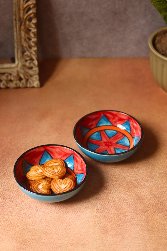 ceramic handmade bowls with biscuits