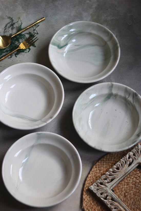 Four serveware handmade ceramic pasta plates 