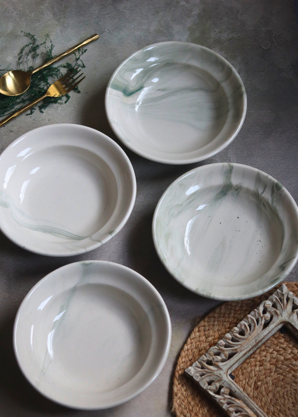Four serveware handmade ceramic pasta plates 