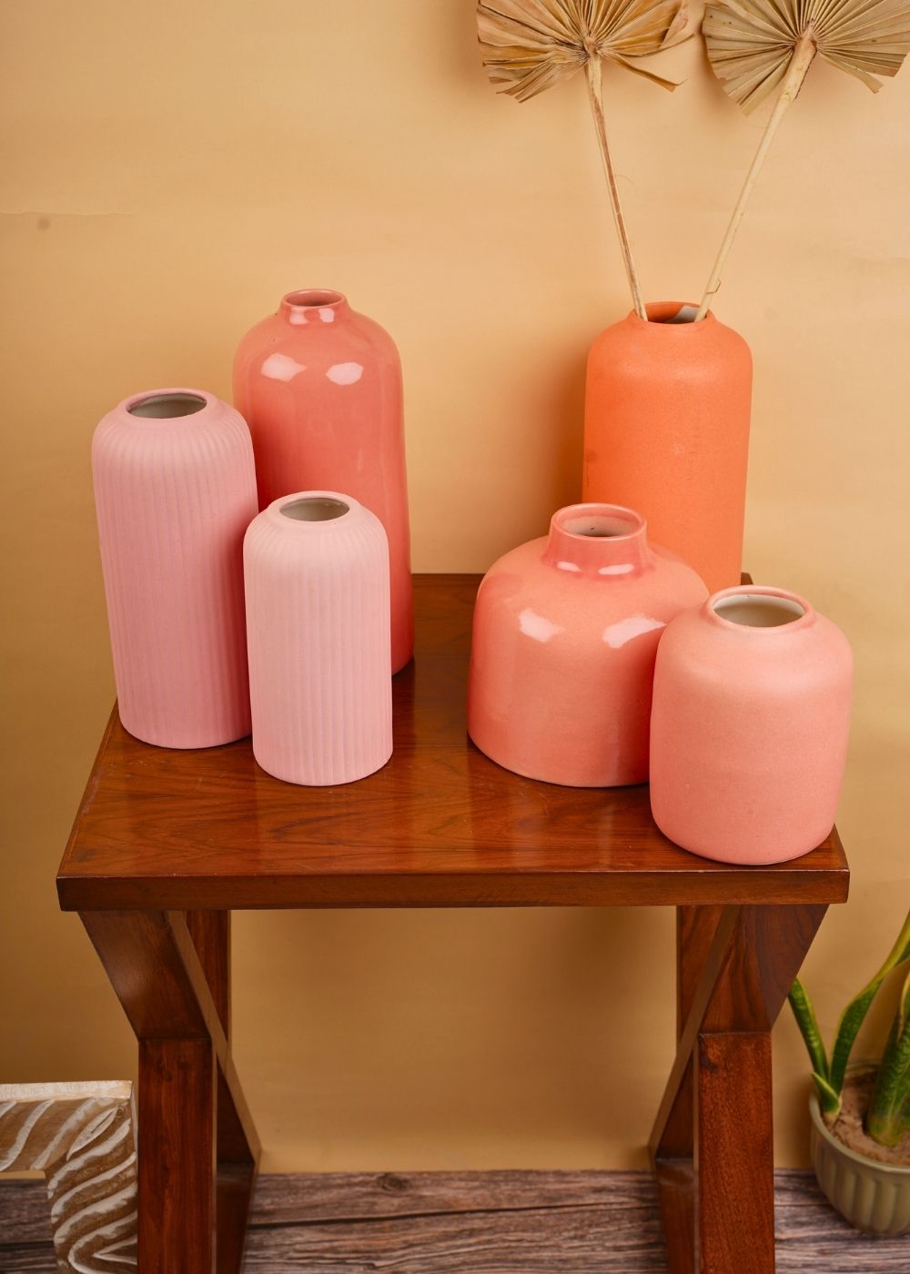 set of 6 pink vases for your home decor 