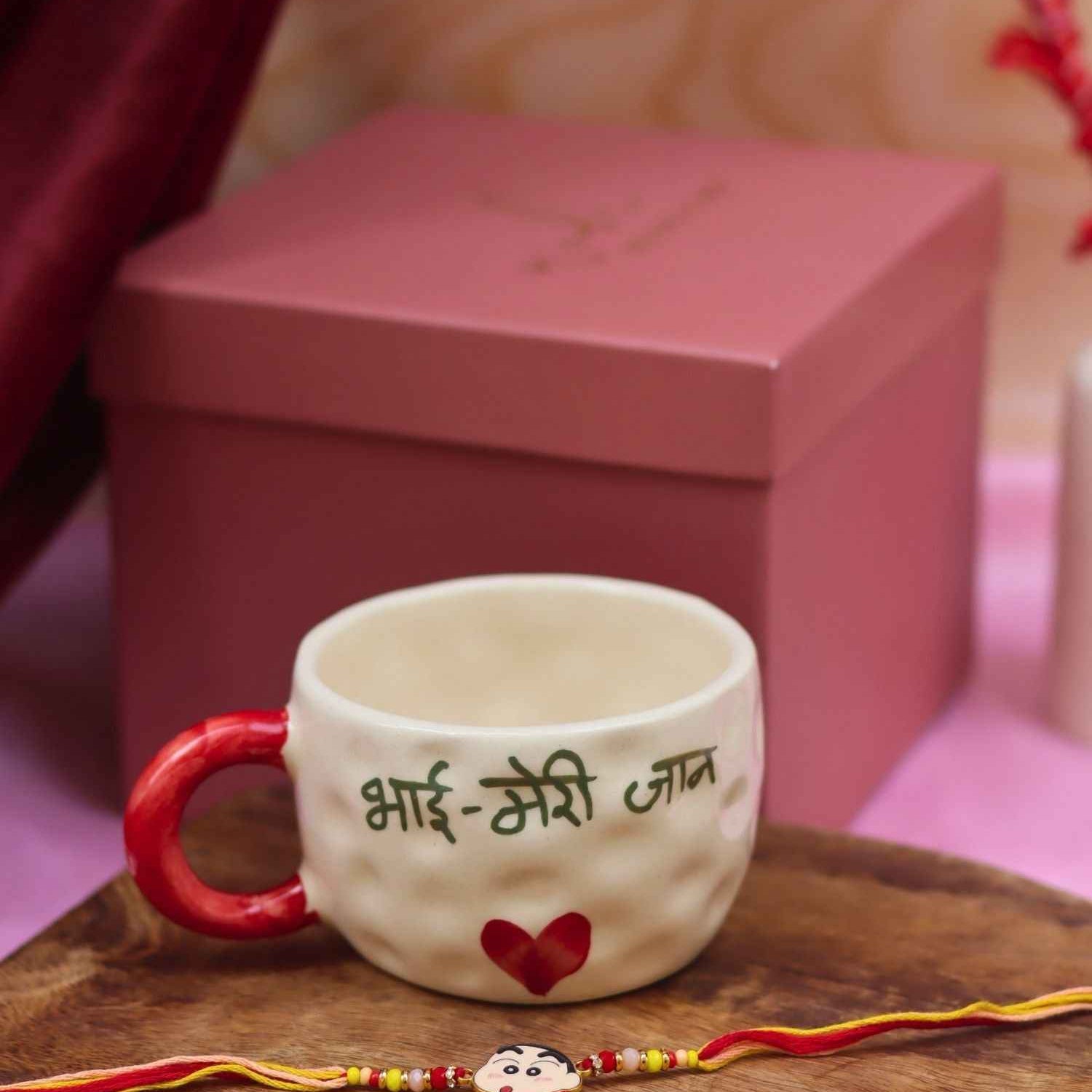 Bhai meri jaan Mug with Shin chan rakhi Gift Box