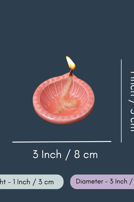 Set of 4 - Diwali Diya - pink