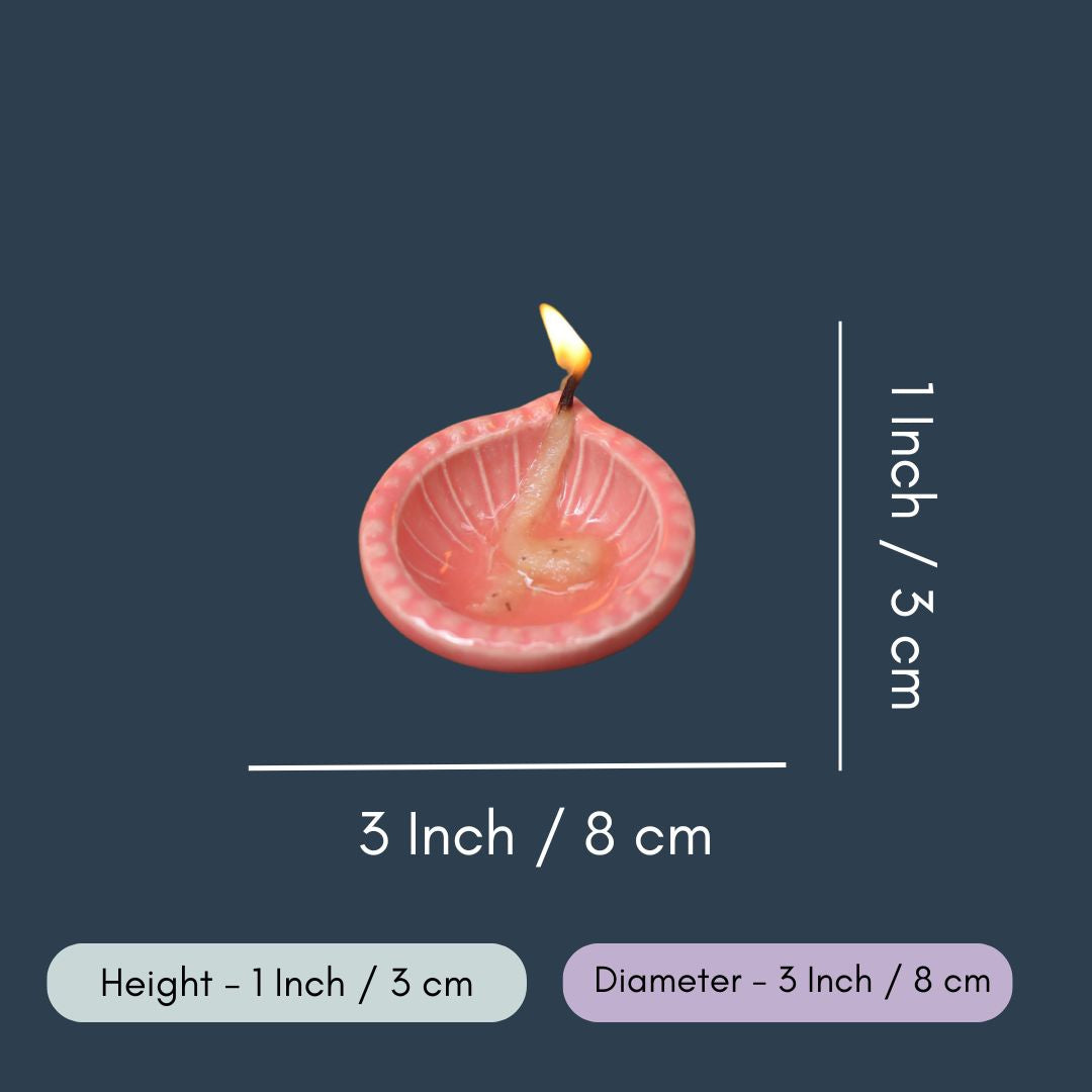 Set of 4 - Diwali Diya - pink