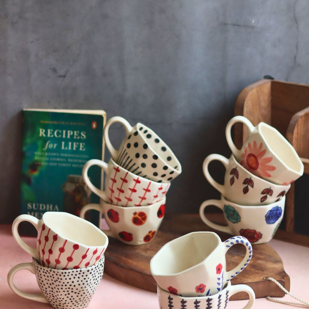 handmade Set of 10 Floral Charm Mugs (for the price of 7)