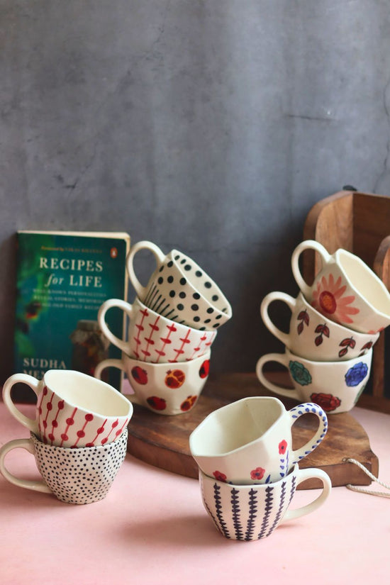 handmade Set of 10 Floral Charm Mugs (for the price of 7)