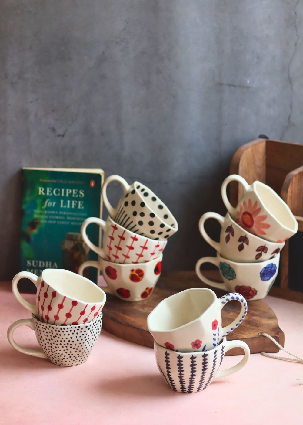 handmade Set of 10 Floral Charm Mugs (for the price of 7)