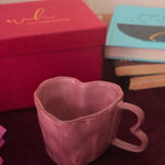 Dusty Pink Heart mug in a Gift Box handmade in india