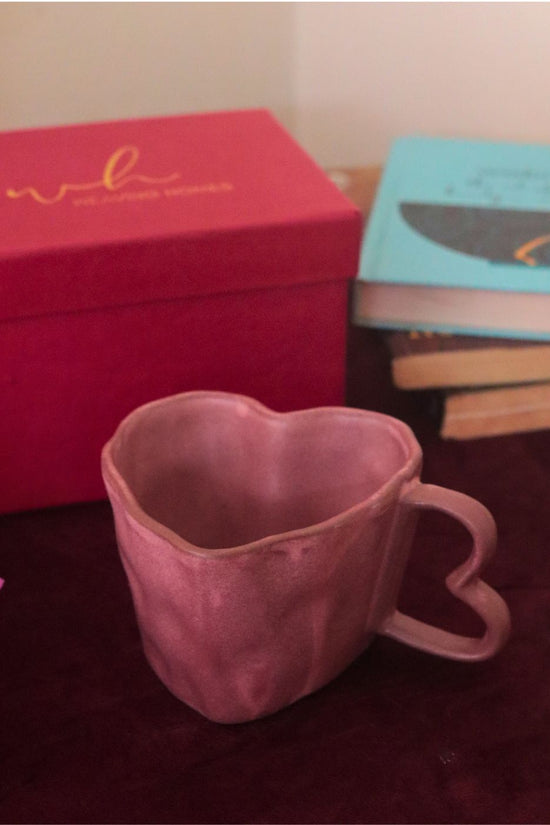 Dusty Pink Heart mug in a Gift Box handmade in india