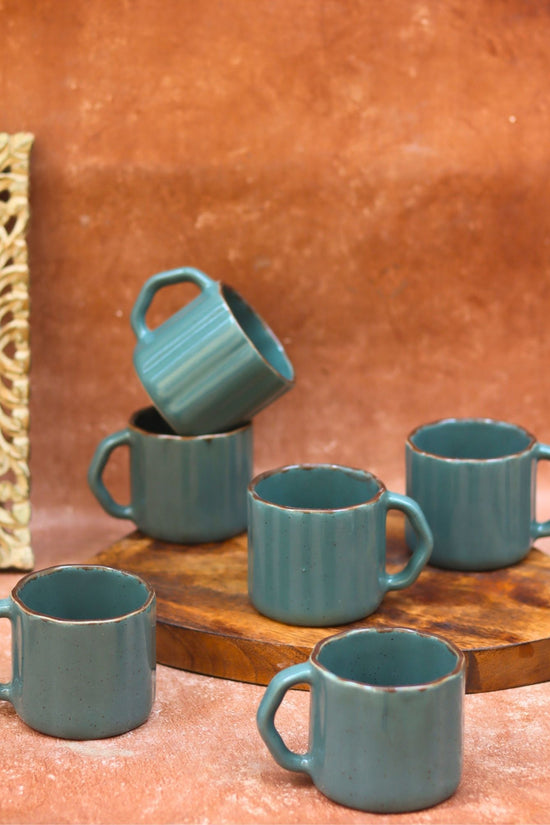 Deep Green forest Tea Cups - Set of 6 made by ceramic