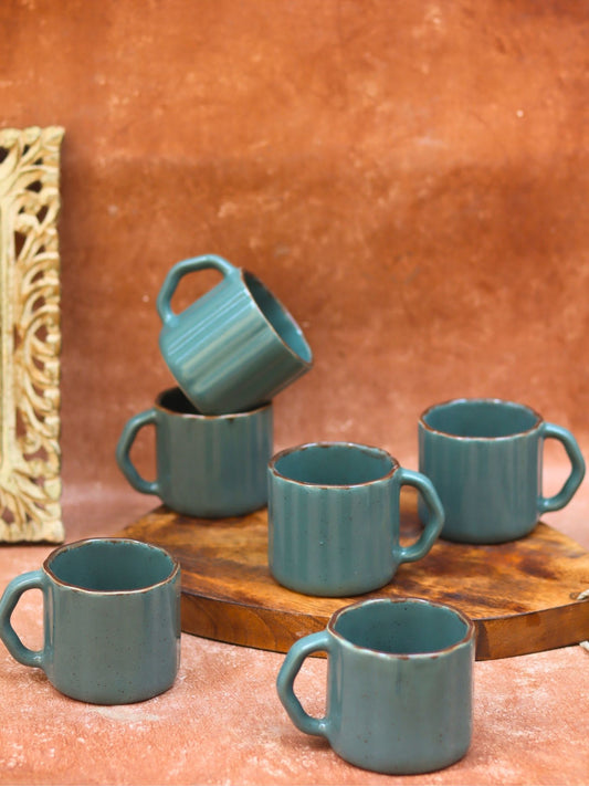 Deep Green forest Tea Cups - Set of 6 made by ceramic