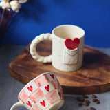 Love Letter & Chequered Heart Mug made by ceramic