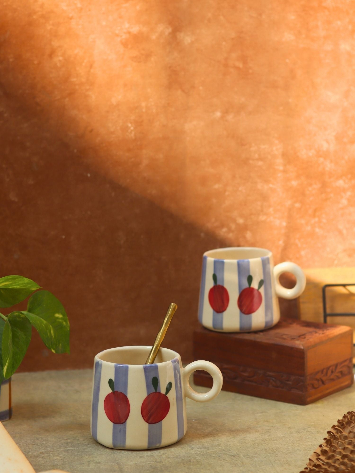 Striped Cherry Mug - Blue with premium quality material