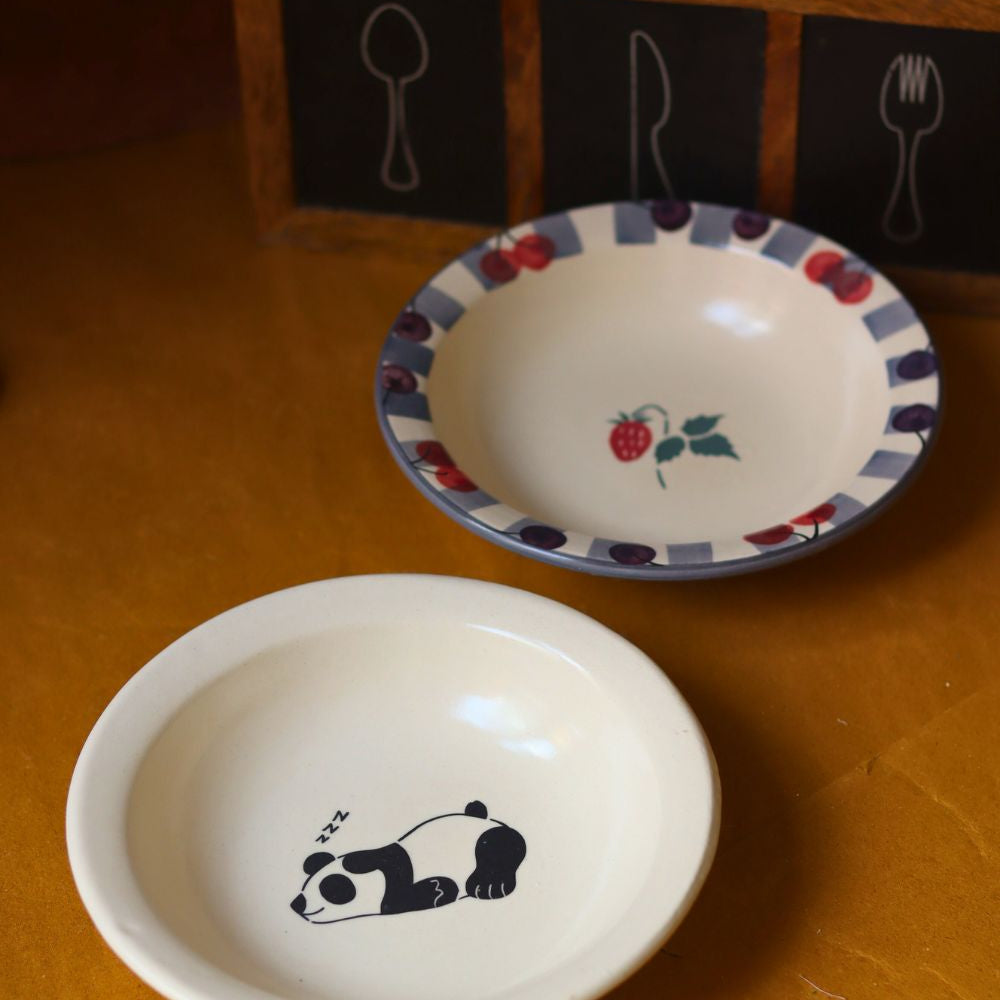 Set of 2 - Cherry & Panda Pasta Plate made by ceramic