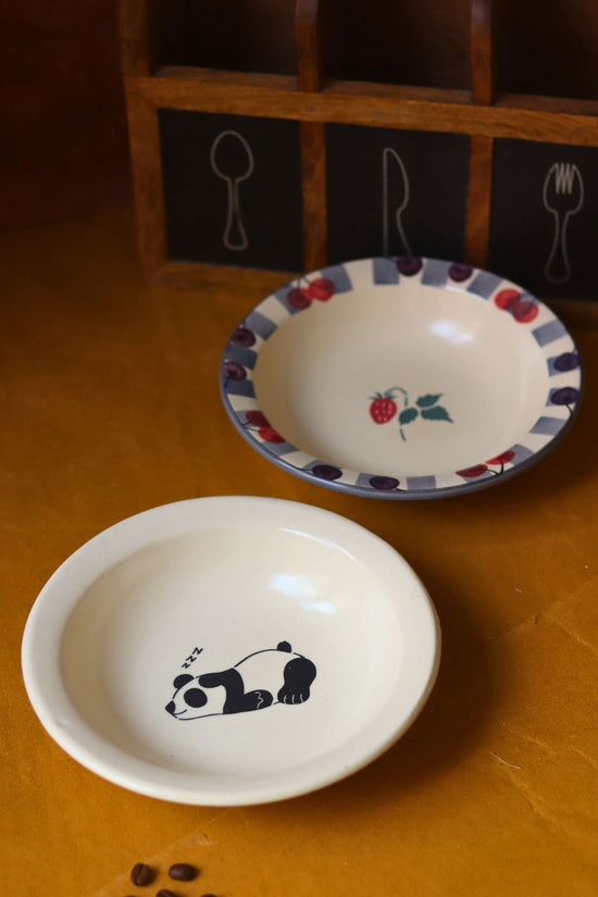 Set of 2 - Cherry & Panda Pasta Plate made by ceramic