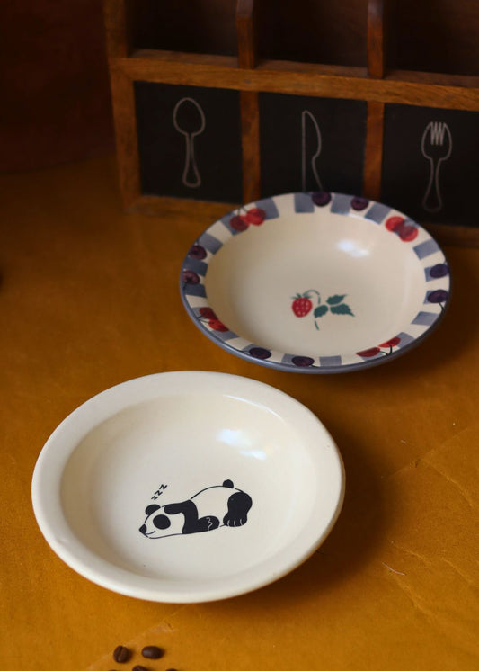 Set of 2 - Cherry & Panda Pasta Plate made by ceramic