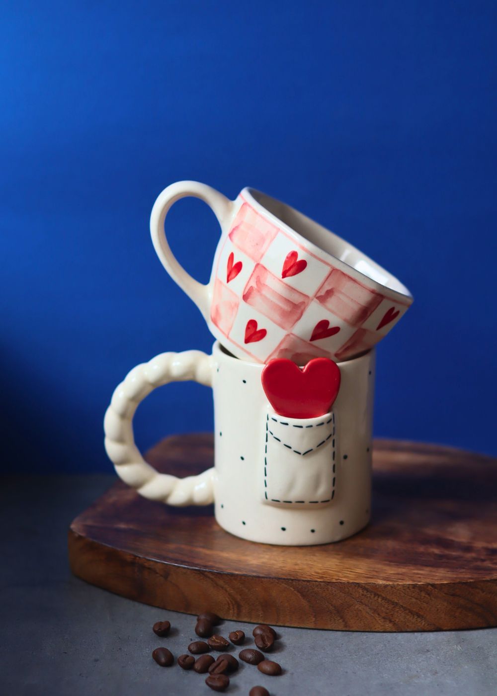 Handmade Love Letter & Chequered Heart Mug