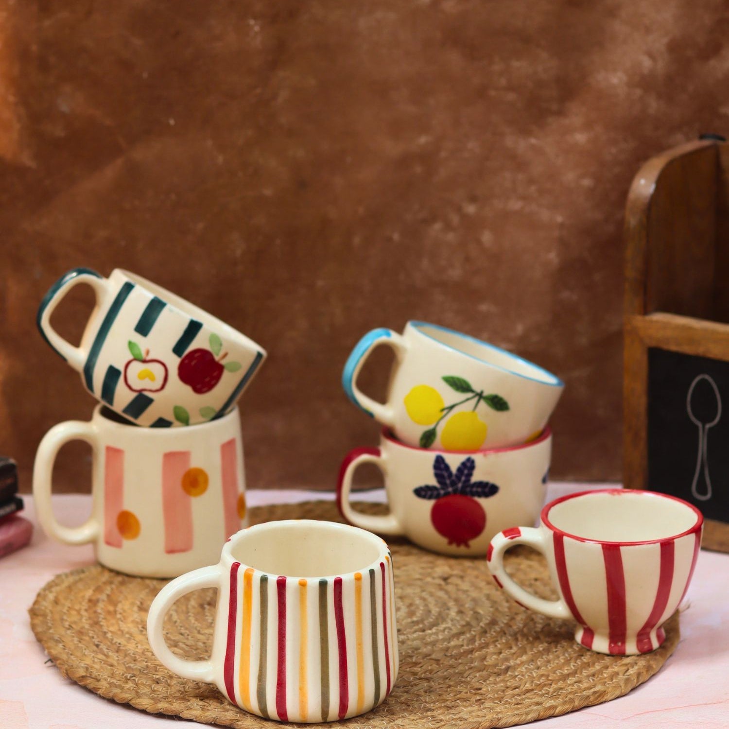 handmade Set of 6 Quirky Face Mugs combo (for the price of 5)