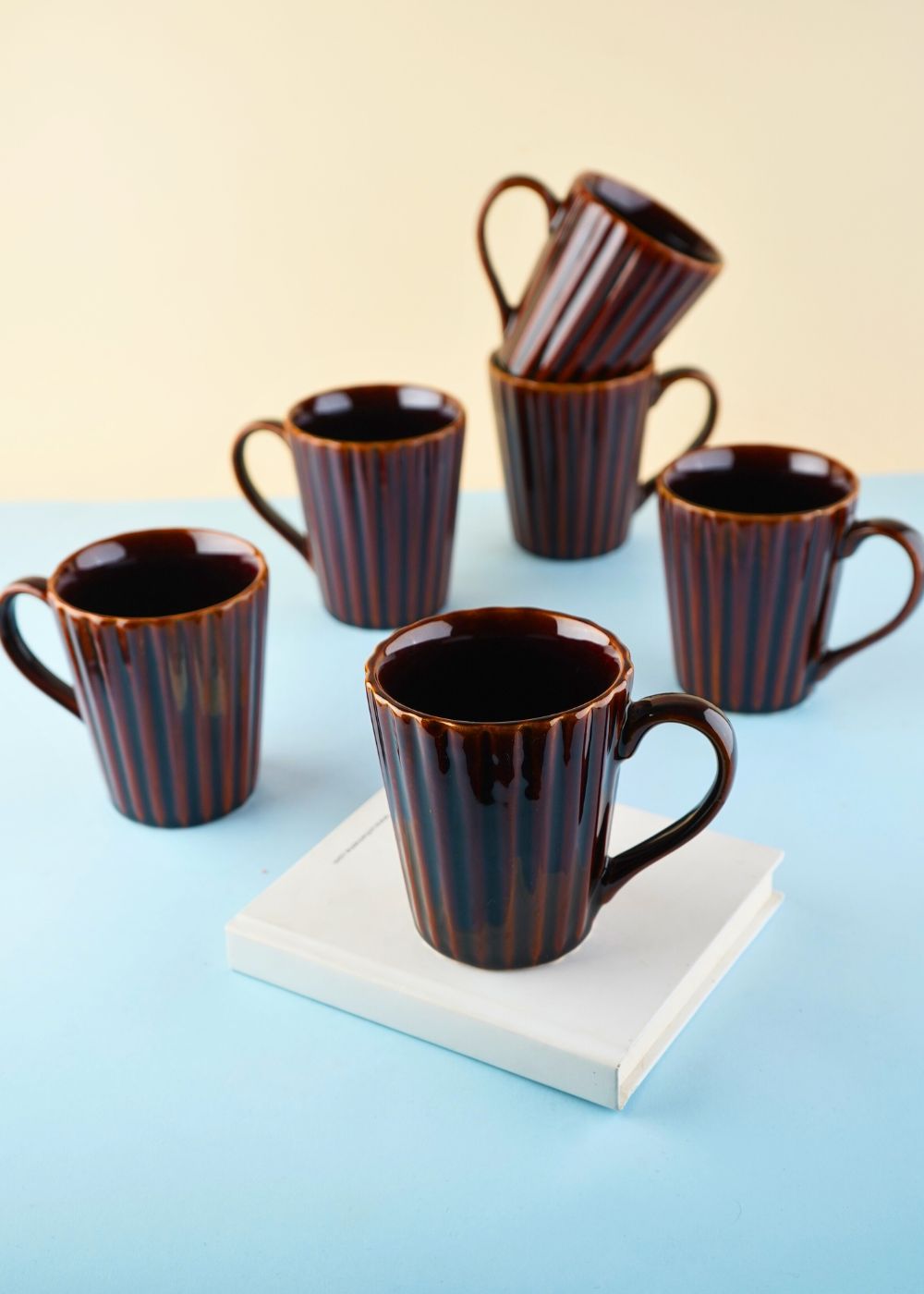 set of 6 basic brown coffee mug handmade in india 