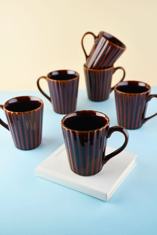 set of 6 basic brown coffee mug handmade in india 